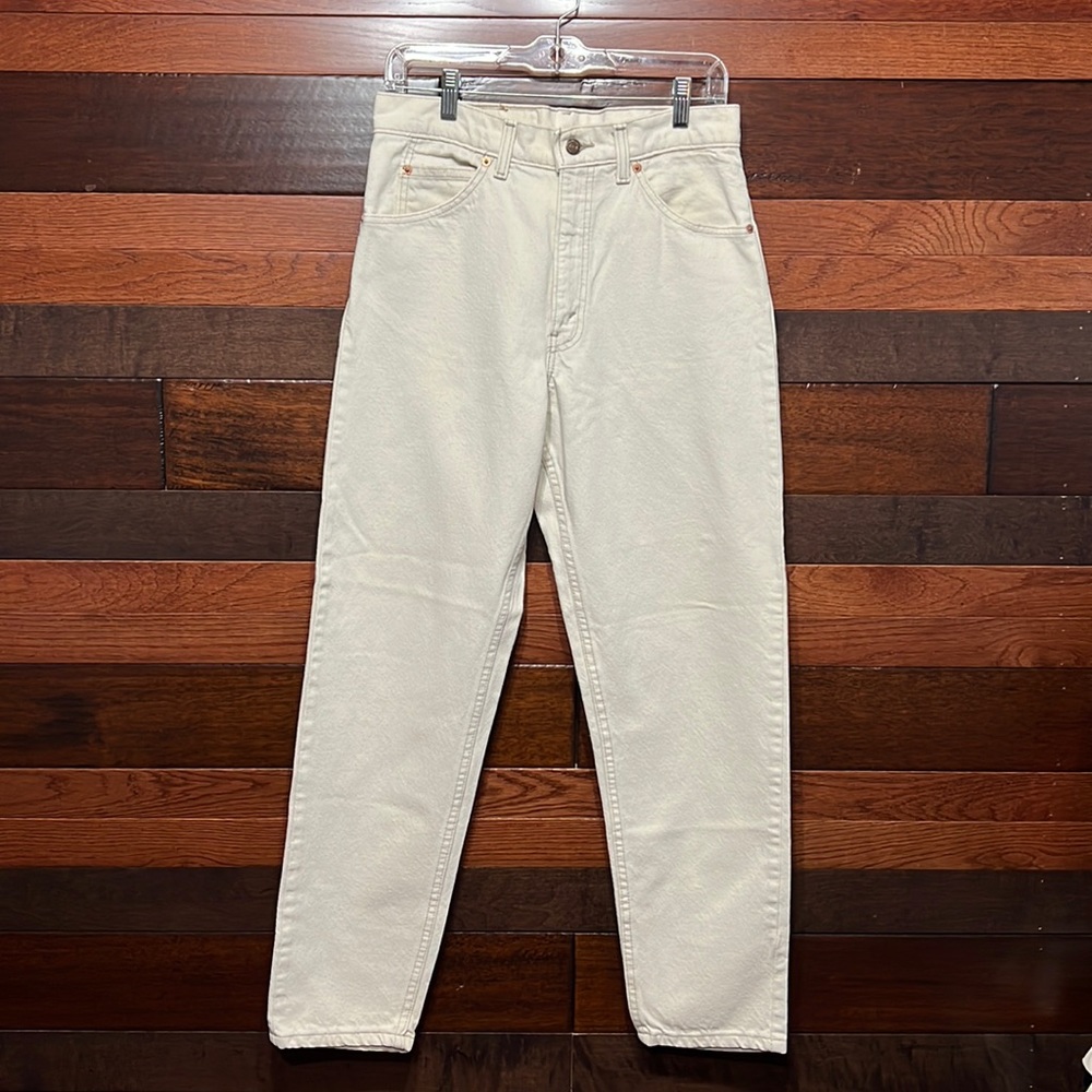 Vintage Levi's 550 Orange Tag Relaxed Tapered Leg Cream Colored Jeans